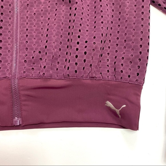 Puma luxe Mesh Zip up Jacket Burgundy - Picture 8 of 12